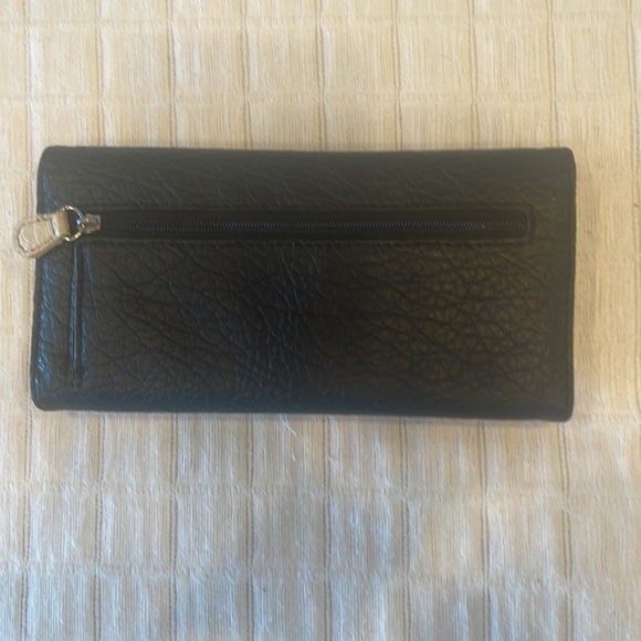 Nine West wallet leather navy blue & white foldable zipper snap pockets - Picture 4 of 6